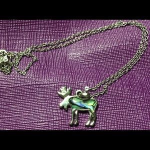 Moose necklace abalone colored and silver